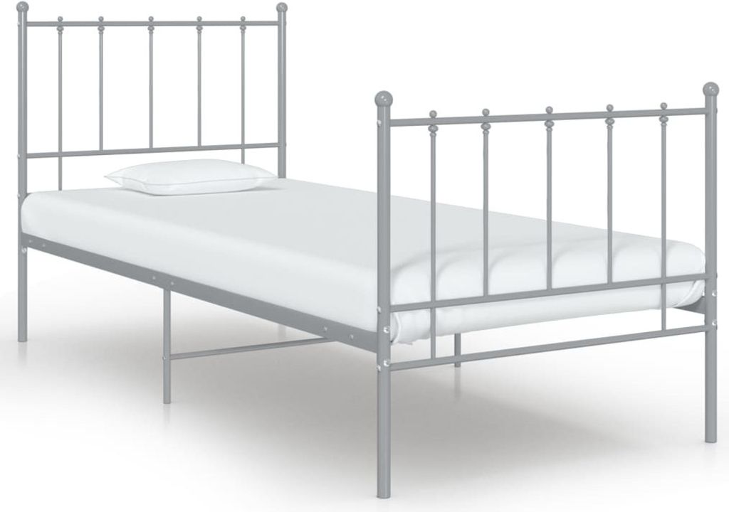 SYFAX Bett Grau Metall 100x200 cm