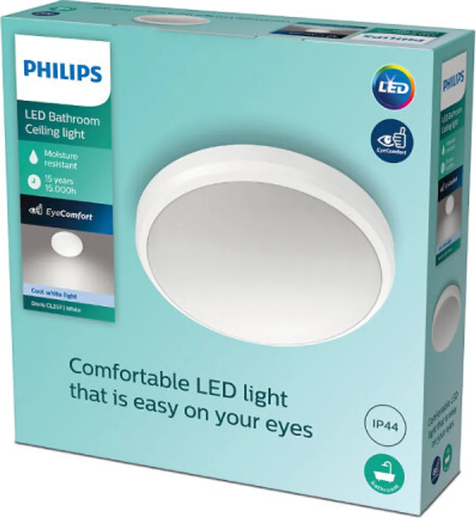 Éclairage Salle de Bain Plafonnier Philips 22 cm EyeComfort Blanc 4000K LED