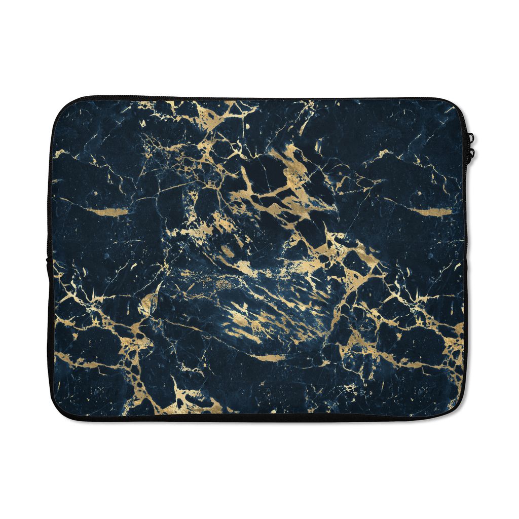 MuchoWow Laptop Hülle 17 Zoll Laptoptasche Gold - Gemustert - Marmor - Schick - Zipper - Schutzabdeckung