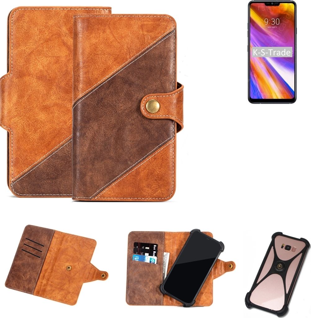 K-S-Trade Handy-Hülle Schutz-Hülle Bookstyle Case Wallet-Case kompatibel mit LG Electronics G7+ ThinQ Handy Cover Bumper Kantenschutz Smartphone