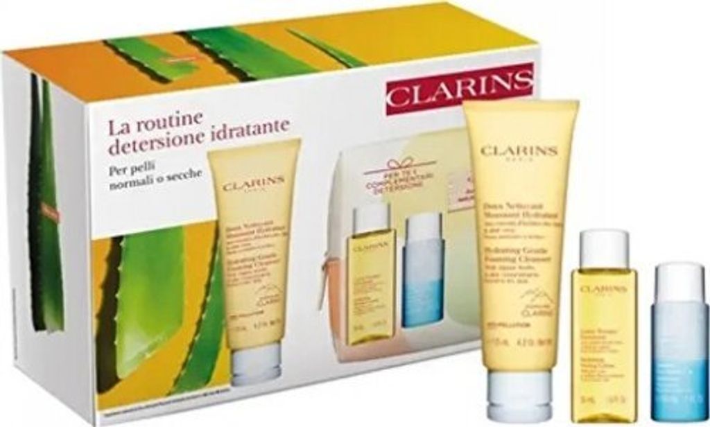 Clarins La Routine Moisturizing & Cleansing, Frauen, trockene Haut, normale Haut, Reinigend, Feuchtigkeitsspendend, Auffrischend, Gesichtsreiniger,...
