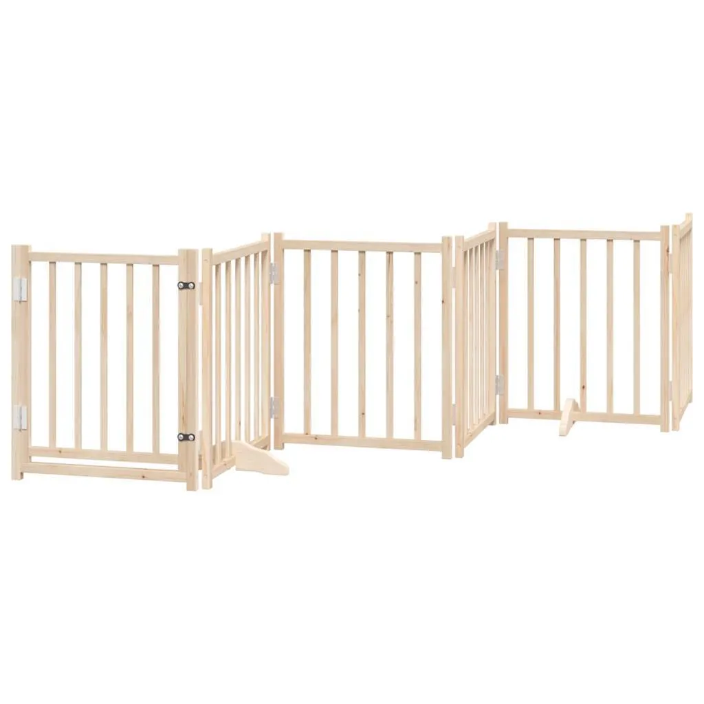 Barrière de Sécurité Chien Grande Largeur 300 cm Pliable en Sapin Massif
