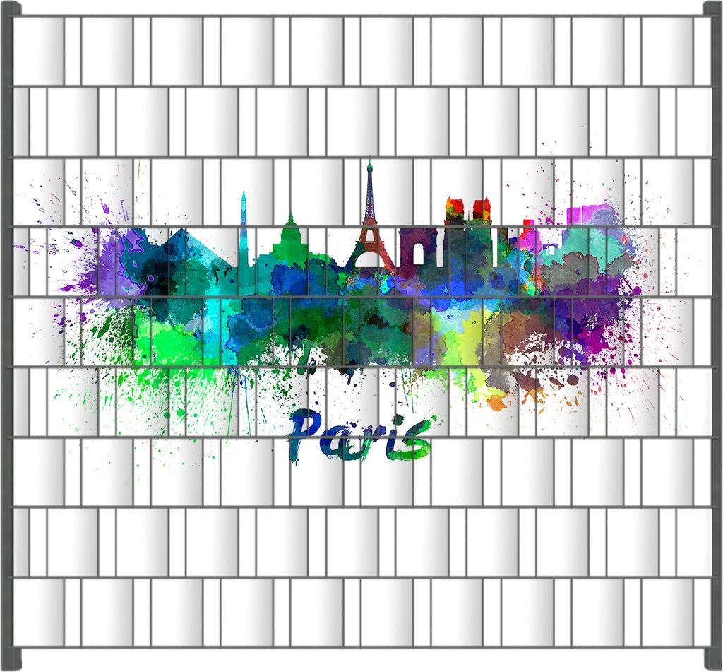 Wallario Zaunsichtschutz mit Motiv Städte als Aquarell - Skyline von Paris für Ein- und Doppelstabmatten Zäune in der Größe 200 x 180 cm