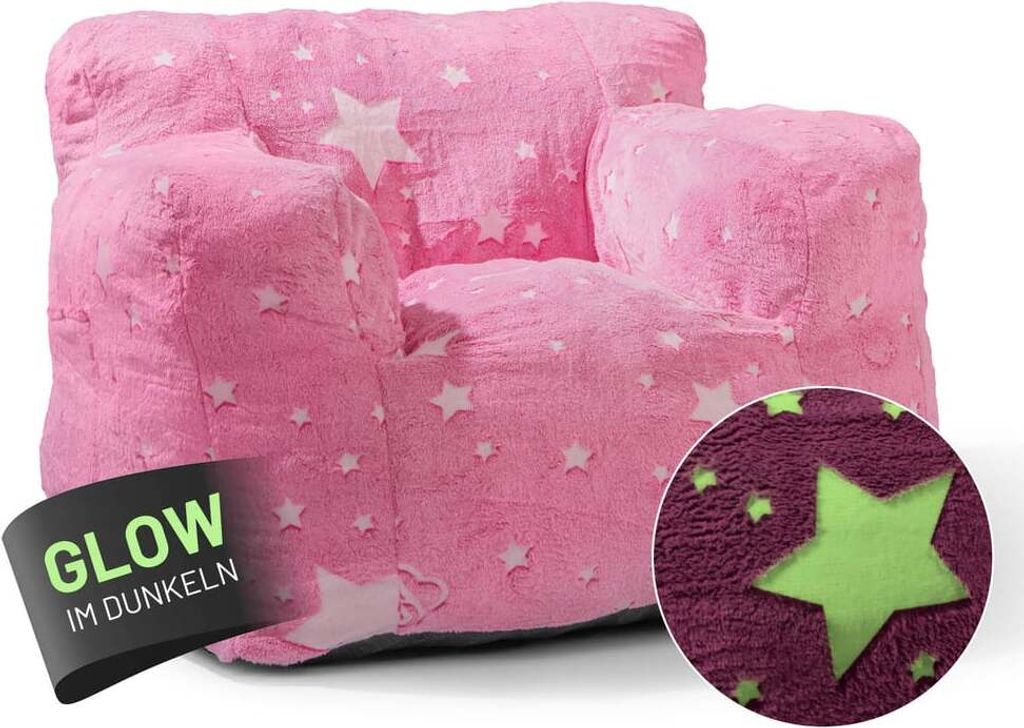 LUMALAND Sessel „Glow in the Dark“ - Kids Size - Sternen-Design - Bezug soft & waschbar