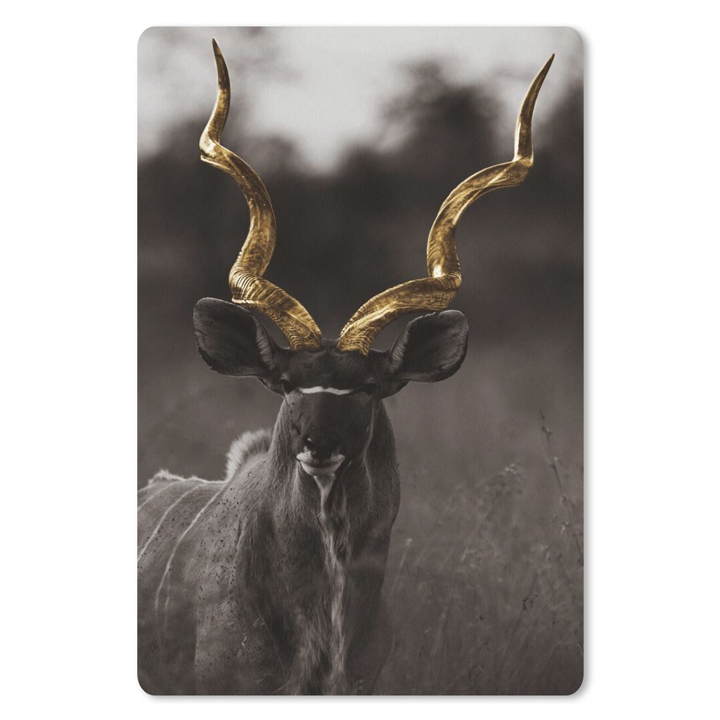 MuchoWow Mauspad Mousepad Hirsch - Geweih - schwarz - gold 40x60 cm - Mousepads - Maus Mat - Pad - Mausunterlage - Schreibtisch Accesoire