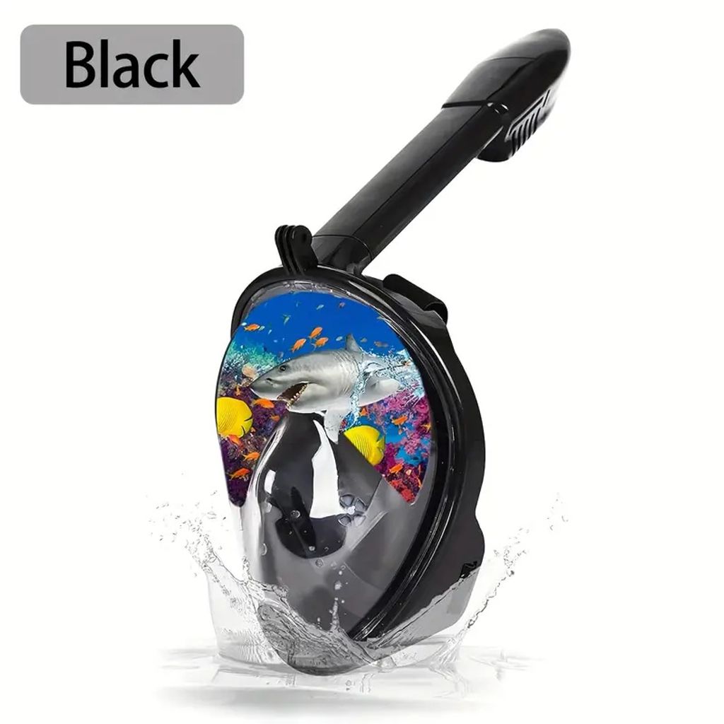 Schnorchelmaske Vollmaske mit Halterung für Kamera zum Schnorcheln 180° Sichtfeld Anti Fog Größe L/XL