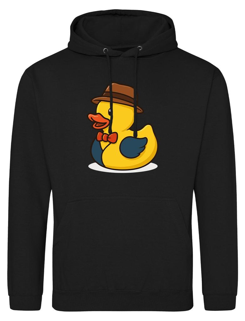 Huuraa Uni Hoodie Quietscheente Verkauf Comic Gummiente XXL Deep Black Vegan Sweatshirt Geschenkidee