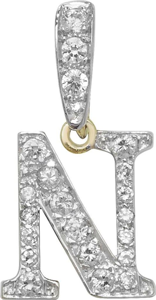 Atemberaubender 9 Karat (375) Gold Buchstaben / Initiale Damen - Anhänger mit Zirkonia; TRS35337LTN