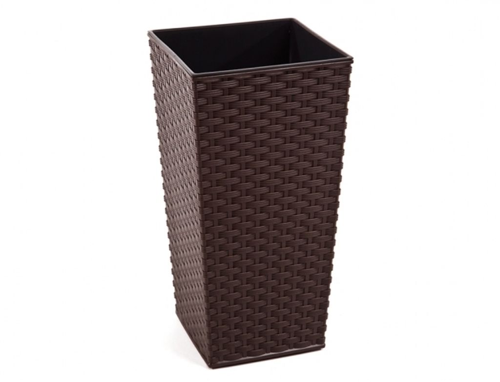 Feiner Rattan-Hochkübel Von Lamela – Graphit, 30x30x57 Cm, Ca. 21 Liter – Für Garten & Balkon