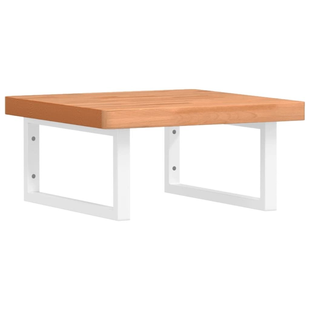 Waschbeckenregal Wandmontage Stahl und Massivholz Buche