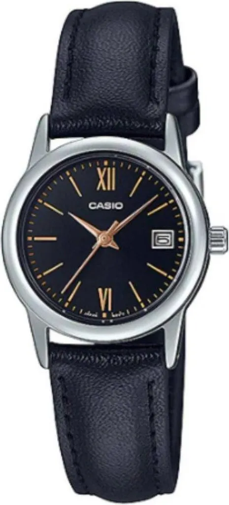 Montre Casio LTP-V002L-1B3UDF avec Bracelet Cuir et Guichet de Date