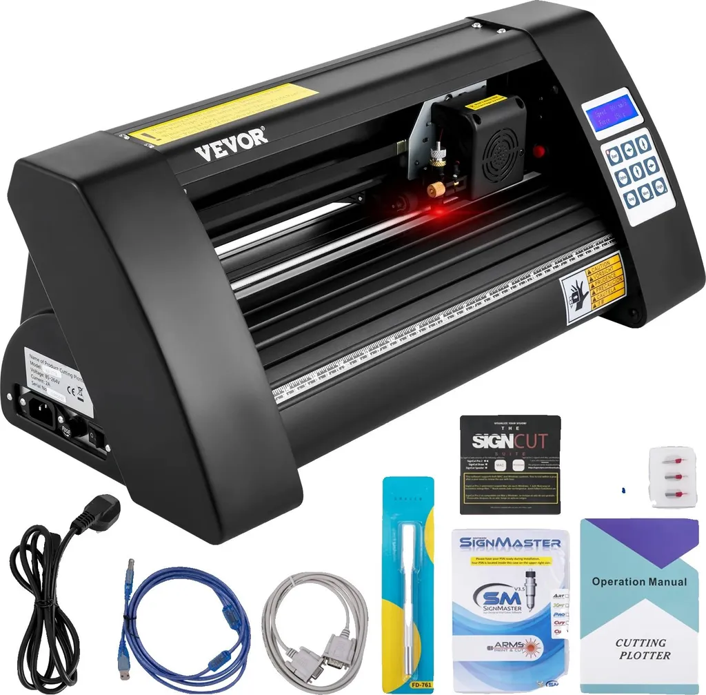 Traceur de découpe vinyle 375 mm avec écran LED et capteur optique noir