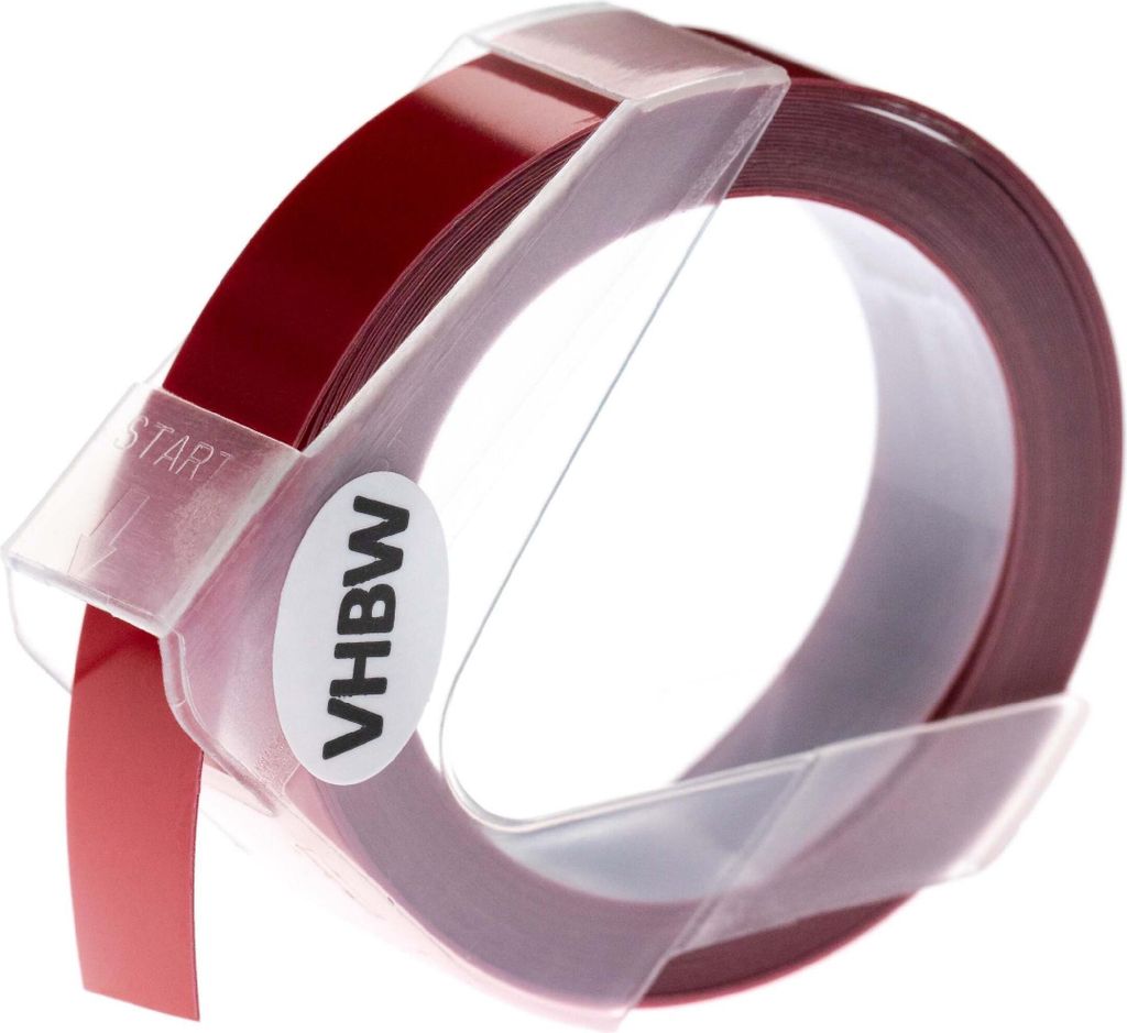 vhbw 3D Prägeband-Schriftband-Kassette kompatibel mit Dymo Rhino M1011 Etiketten-Drucker 3m x 12mm Weiß auf Rot