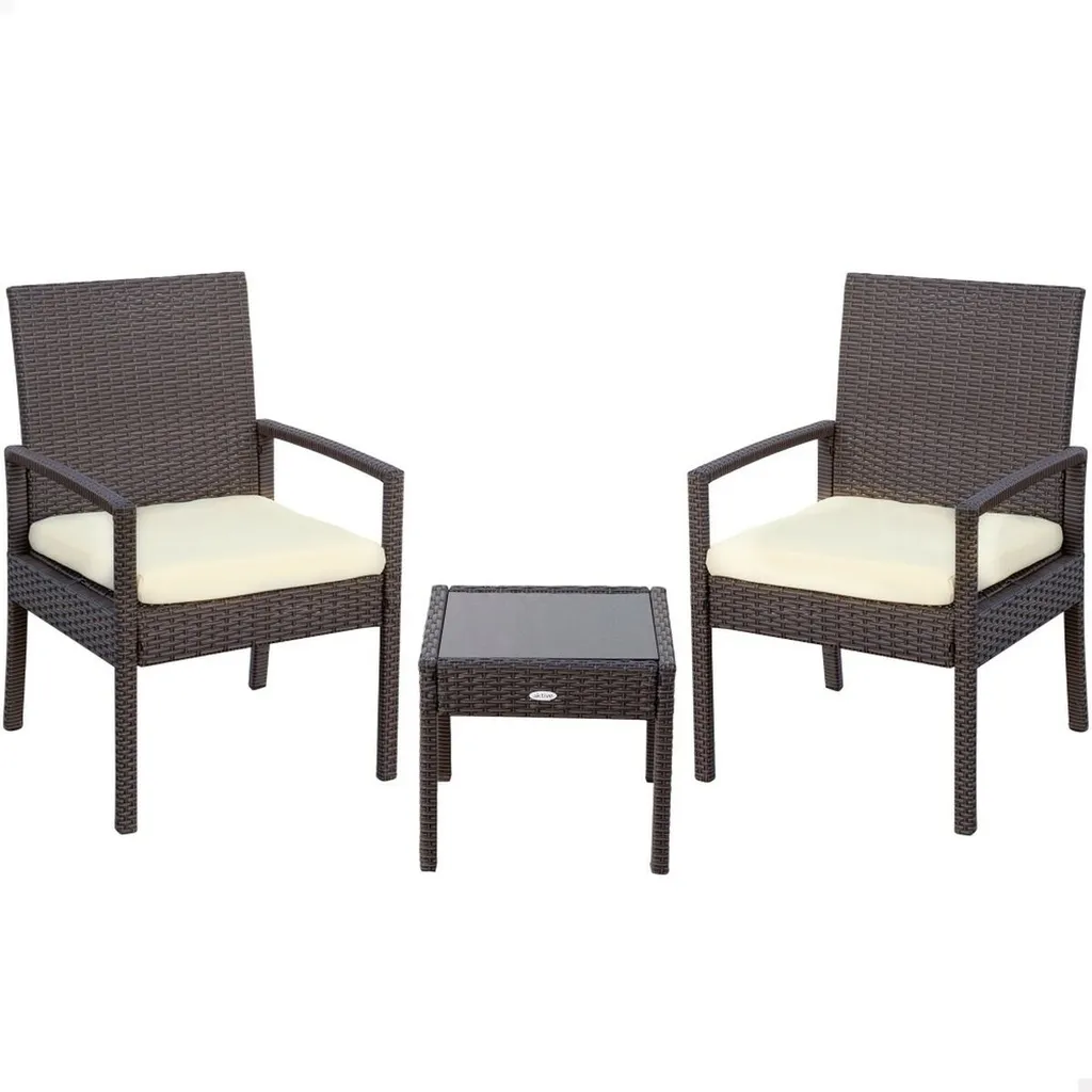 Table avec 2 fauteuils Actifs pliants anti-rouille pour petit espace