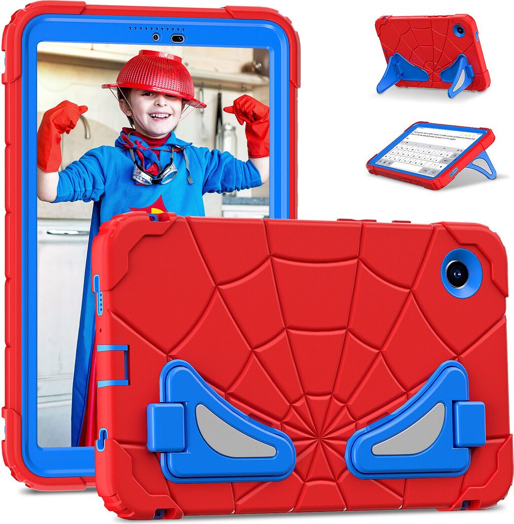 Schutzhülle für Samsung Galaxy Tab A9 2023 8,7 Zoll SM-X110/X115/X117 Hülle Robuste Stoßfeste Ständer für Kinder Jungen Rot Blau