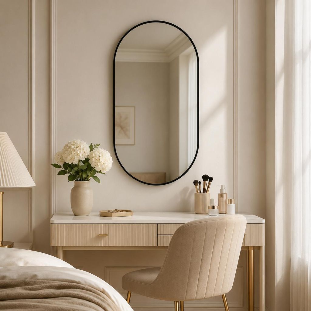 Badezimmerspiegel 50x80 cm Ellipse Wandspiegel Ohne Licht Ovaler Badspiegel Bruchsicher HD Silber Spiegel Horizontal Vertikal Montierbar Flurspiege...
