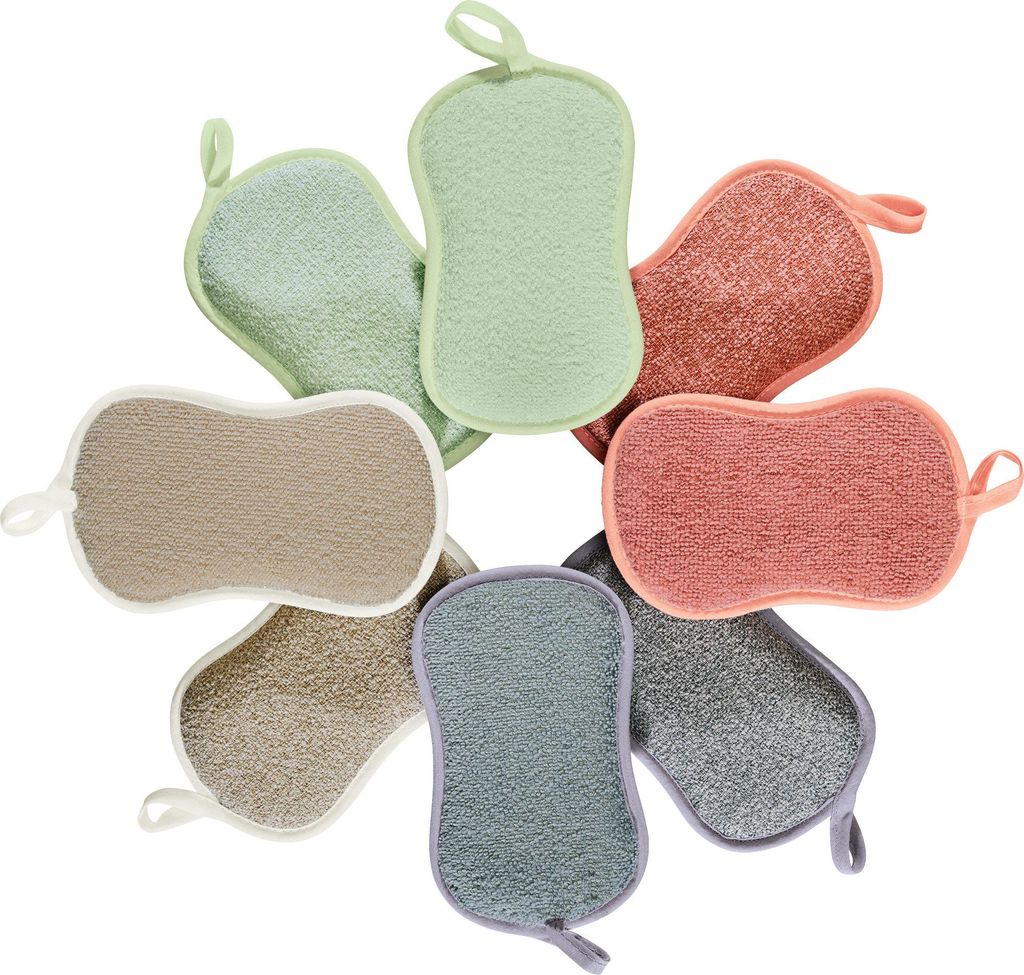 Erwin Müller Spülpad 8er-Pack altrosa/beige/lindgrün/grau 10x16 cm