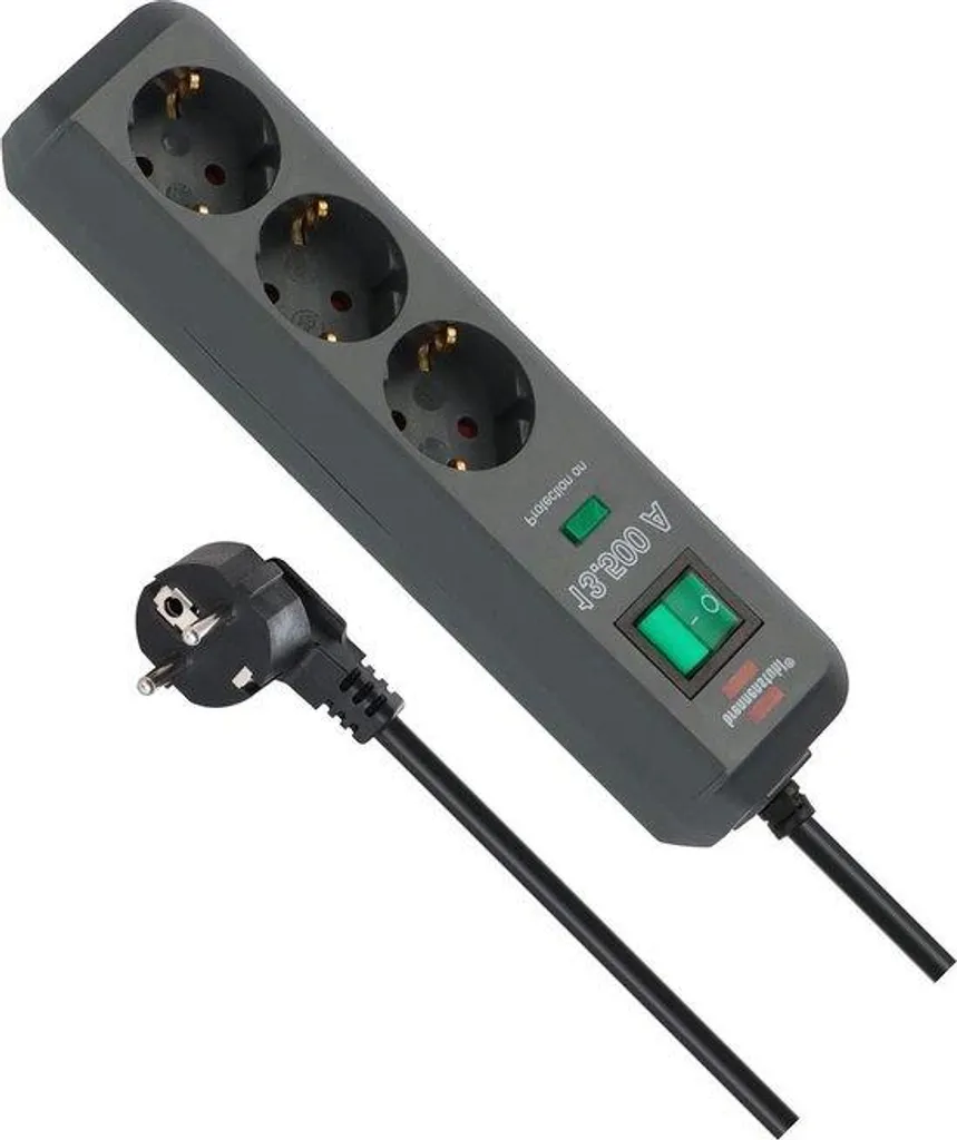 Multiprise parafoudre 3 prises câble 15m anthracite haute protection
