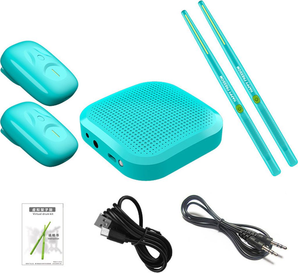 Virtuelles elektronisches Schlagzeug, elektrisches Pocket Air Drum Kit mit Drumsticks, Pedalen, Audiokonverter für Erwachsene, Kinder, Anfänger