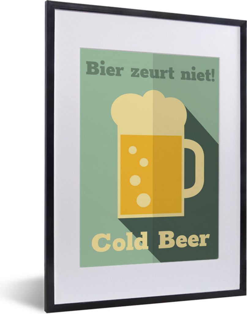 MuchoWow Gerahmtes Poster Mancave - Bier - Bier nörgelt nicht - Kneipe - Cafe 30x40 cm - Poster mit Schwarzem Bilderrahmen Wandposter Rahmen Fot...
