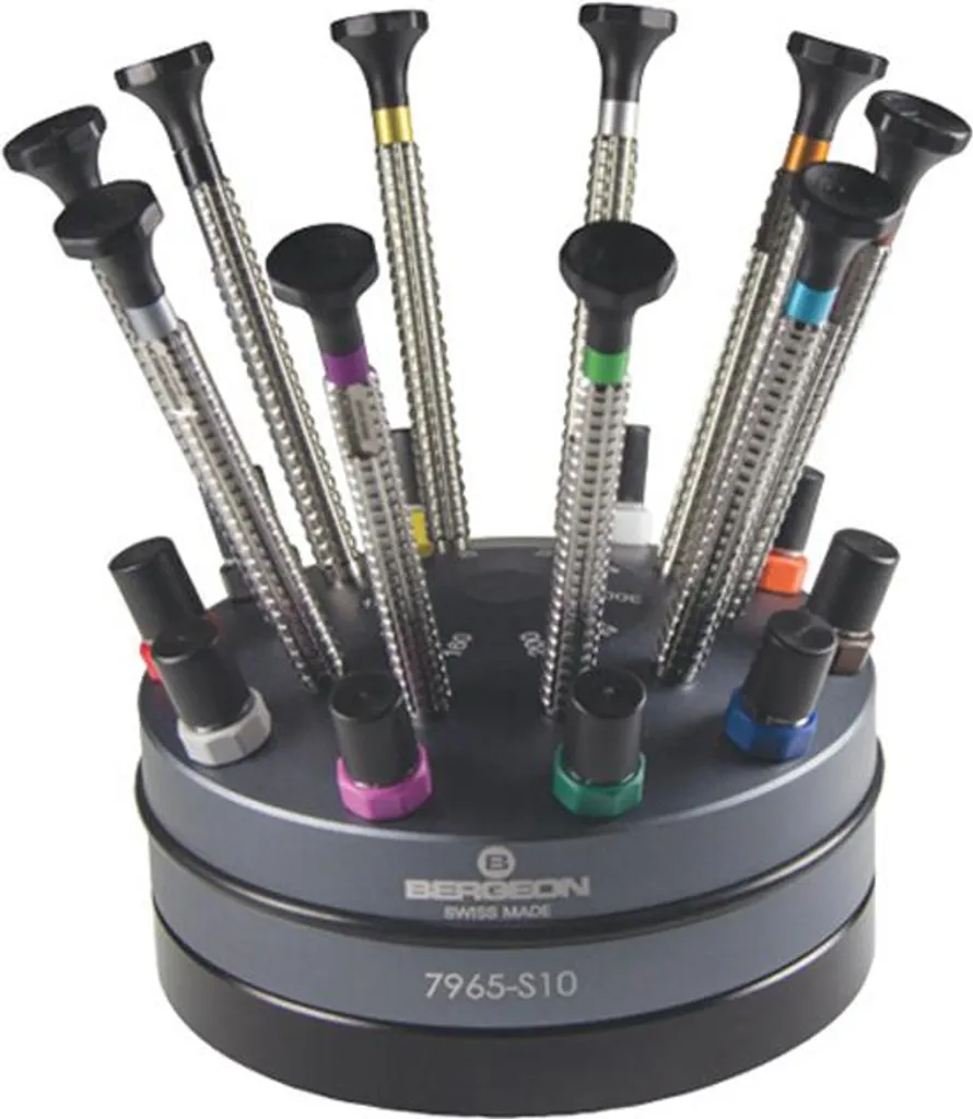 Tournevis Bergeon 7965-S10 avec Manches Râpés et Support de Luxe