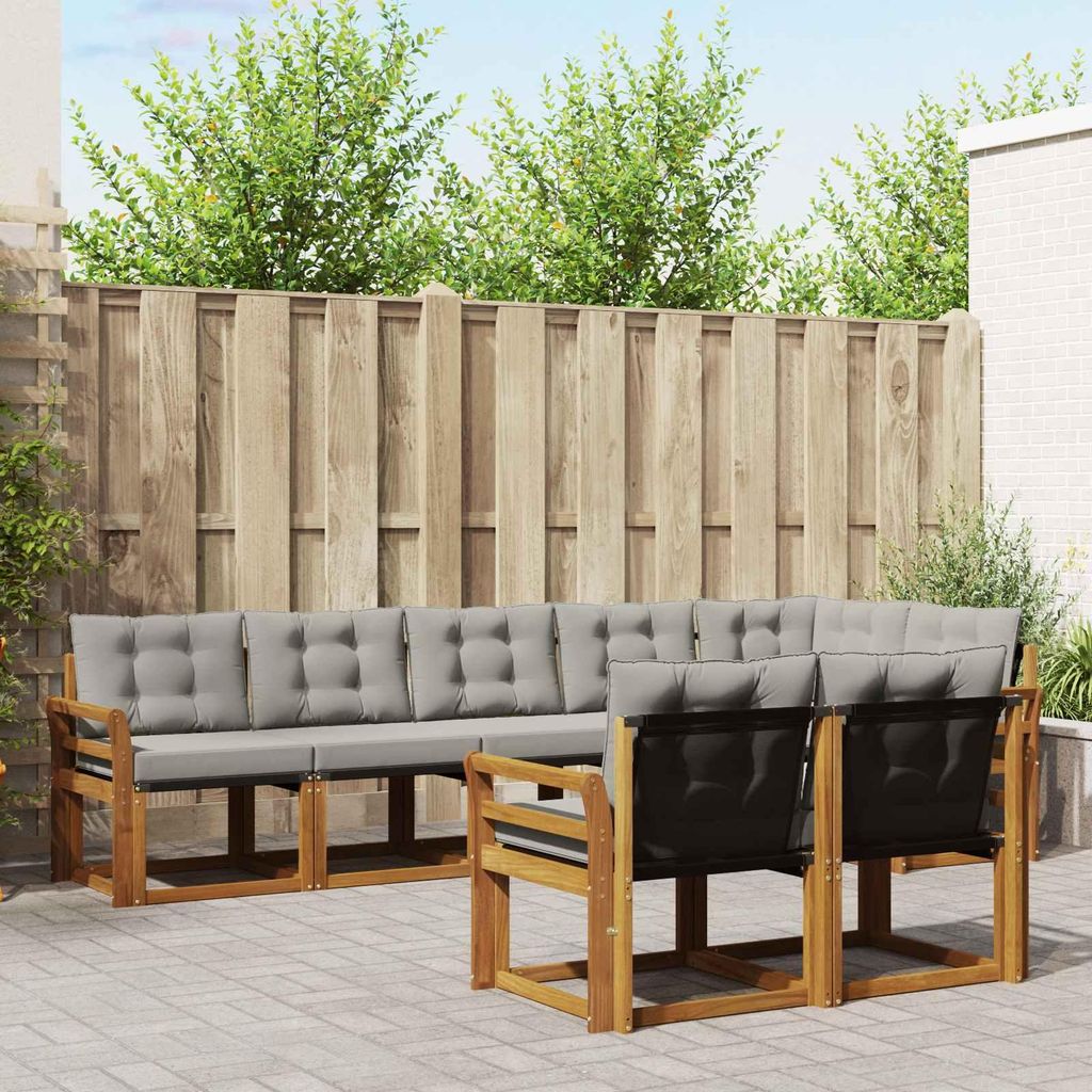 "Neues Produkt" Outdoor-Sofagarnitur ANTI-UV - CLORIS - mit Kissen - 8 pcs - Natürlich und Hellgrau - Modern Gartensofas V476