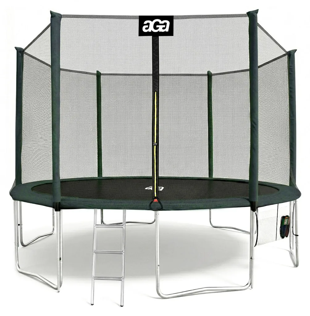 Trampoline Aga SPORT PRO 400 cm Vert foncé avec Filet et Échelle