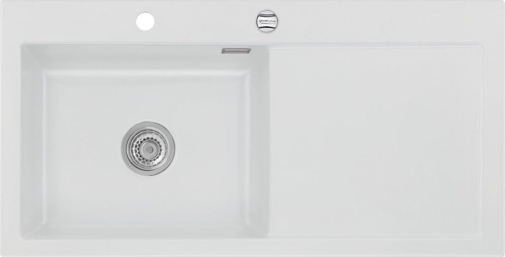 Flächenbündige Spüle MERA 100 SL F SATIN Becken links mit Excenterbedienung