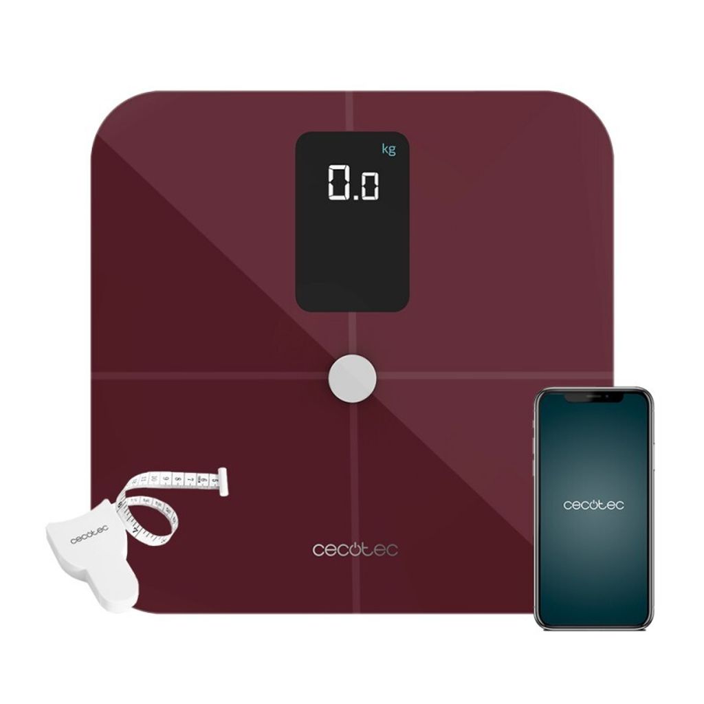 Cecotec Surface Precision 10400 Smart Healthy Vision Garnet Smart Bathroom Scale 15 Parameters Burgundy