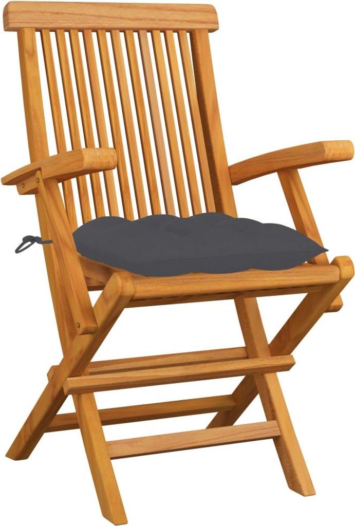 vidaXL Gartenstühle mit Anthrazit Kissen 6 Stk. Massivholz Teak