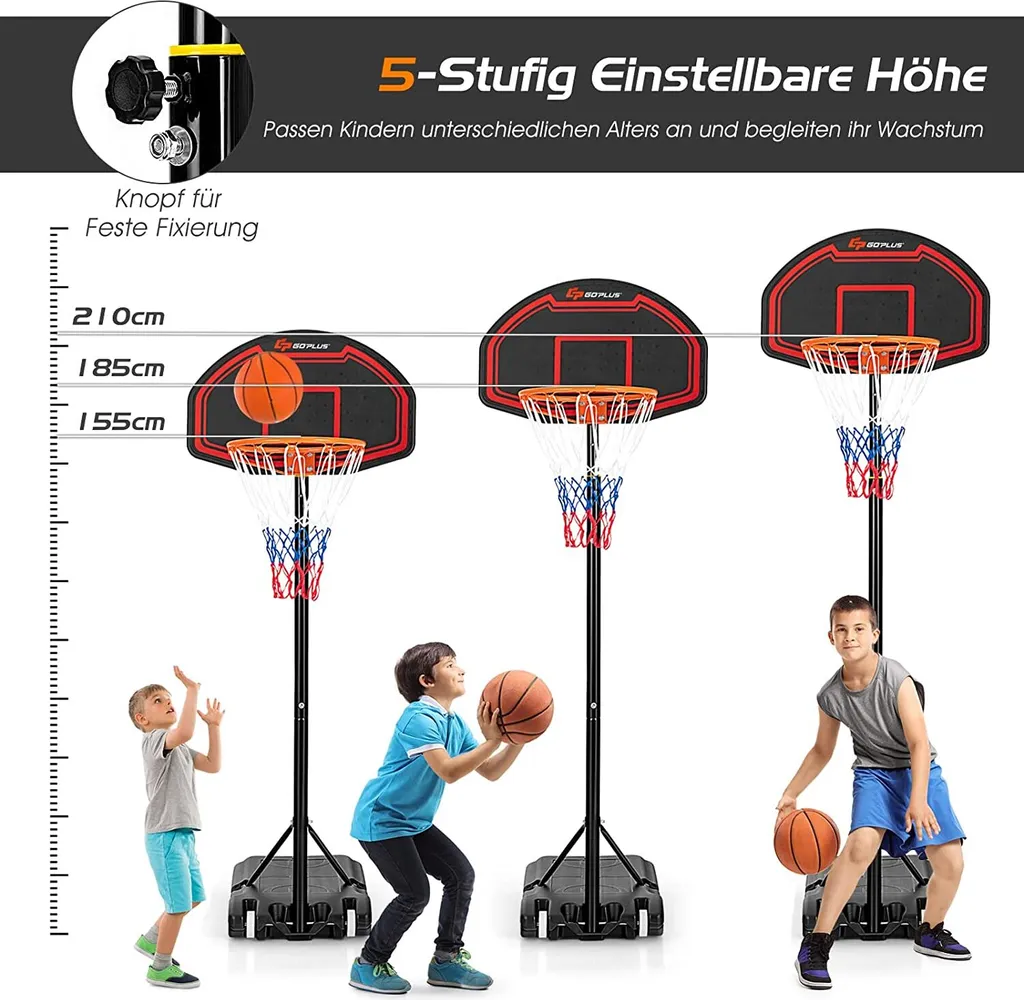 Panier de basket réglable avec panneau incassable et base stable