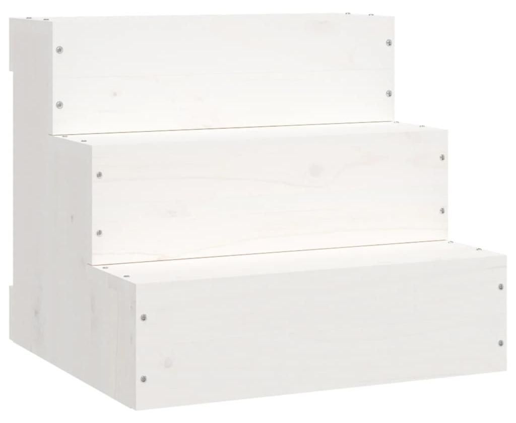 vidaXL Schody Pet białe 40x37,5x35 cm lite drewno sosnowe Zdjęcie produktu 