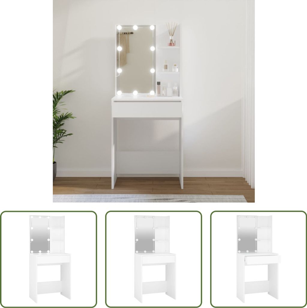 The Living Store Toaletní stolek s LED diodami bílý Obrázek produktu 