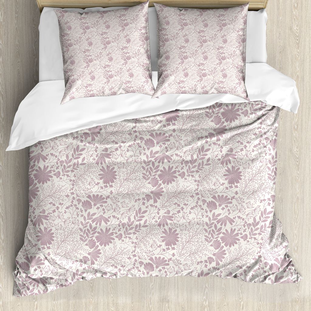 ABAKUHAUS Jahrgang Bettbezug Set für Einzelbetten, Zartes Wildkräuter Blumen, Milbensicher Allergiker geeignet mit Kissenbezug, 200 cm x 200 cm -...