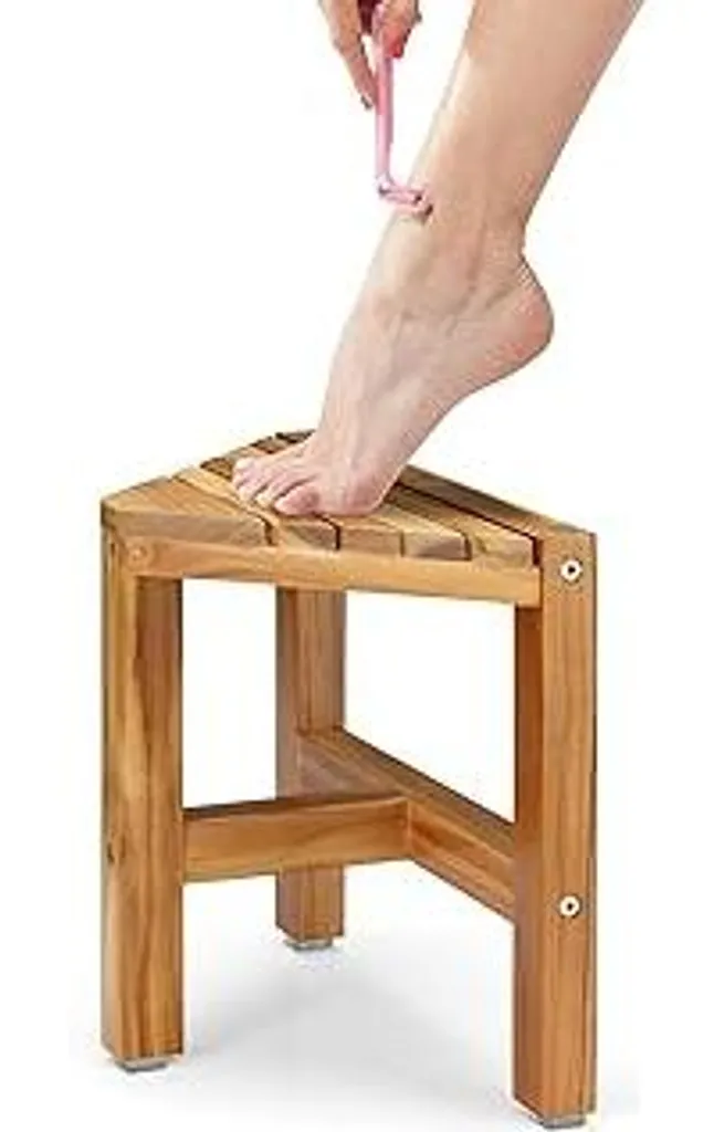 Panca Spa in Teak per Doccia - Sgabello Angolare di Lusso 30cm