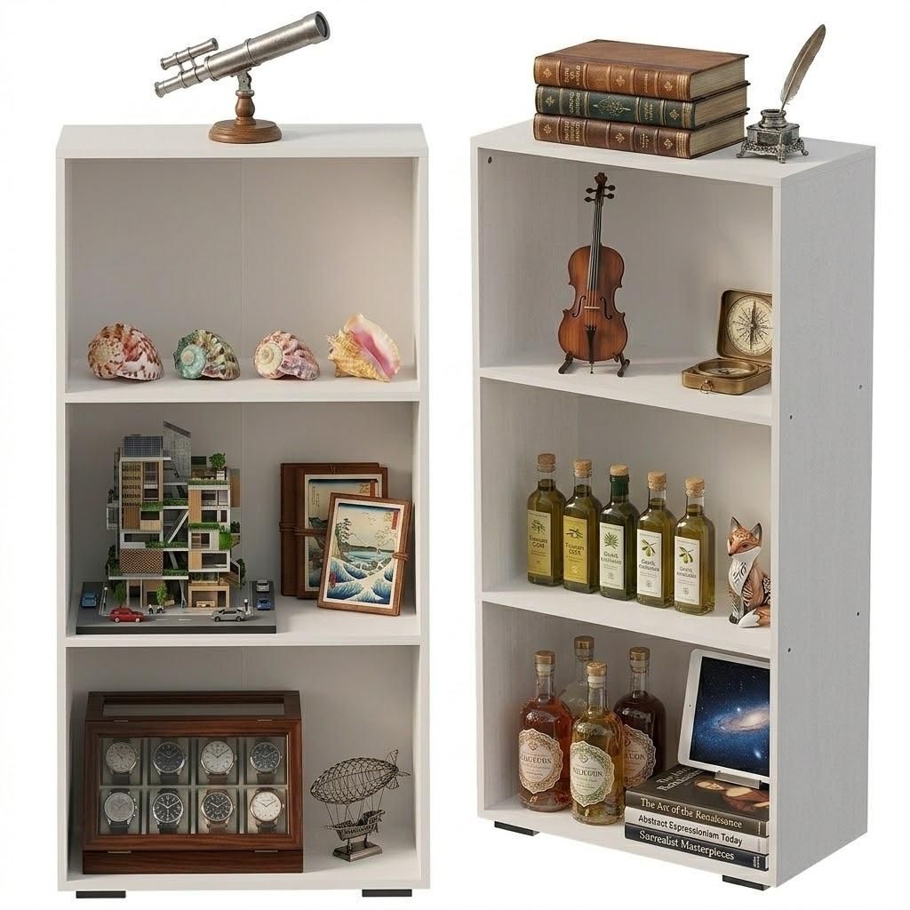 Modernes Bücherregal im Loft-Stil, weiß, mit Ablagen fürs Wohnzimmer, 120 cm hoch