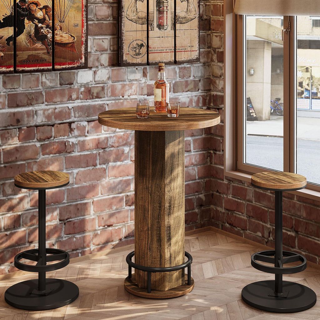 Tribesigns table de bar ronde avec chaises, set de bistrot Image du produit 