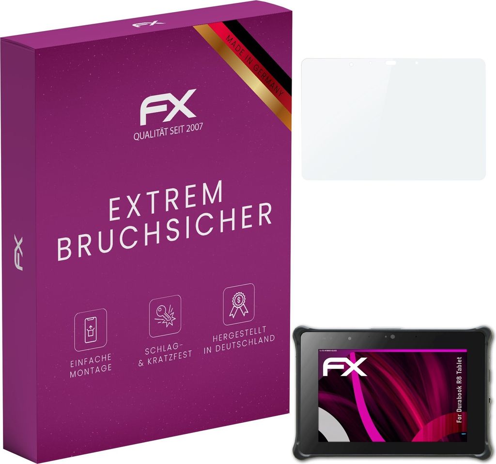 atFoliX FX-Hybrid-Glass Displayfolie kompatibel mit Durabook R8 Tablet Glasfolie