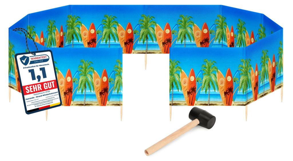 Garronda Plage Paravent 15m de long plus maillet en Image du produit 