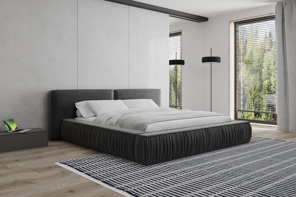 Doppelbett mit Kopfteil, Bettrahmen, Polsterbett Doppelbett Stauraumbett - Eleganz und Funktionalität in einem modernen Design, Dekorative Stoffs...
