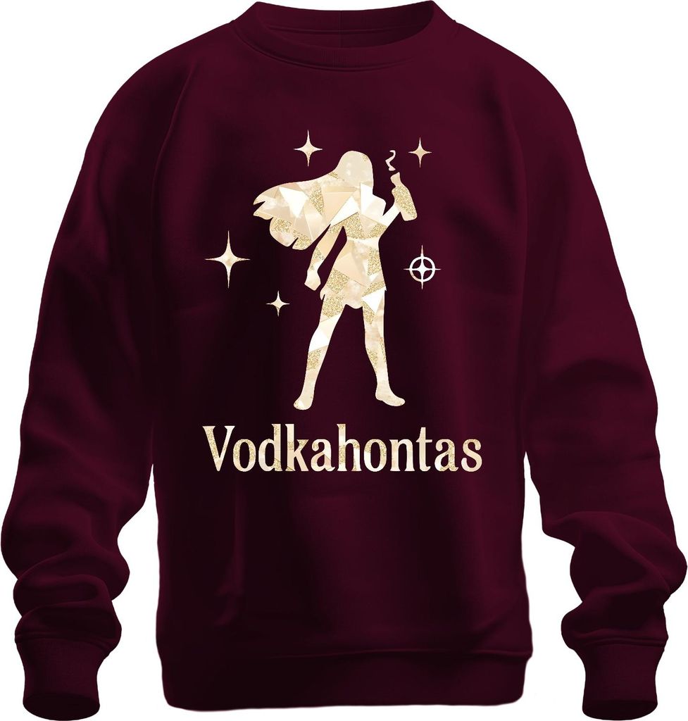 Vodkahontas Witzig Mädelsabend JGA Cocktail Party Spruch Frauen Uni Sweatshirt Pullover, Burgundy, S