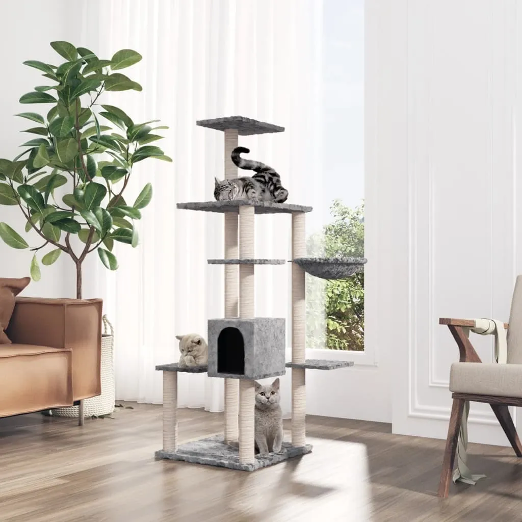 Albero Gatti Grigio Chiaro 142cm | Tiragraffi Design The Living Store