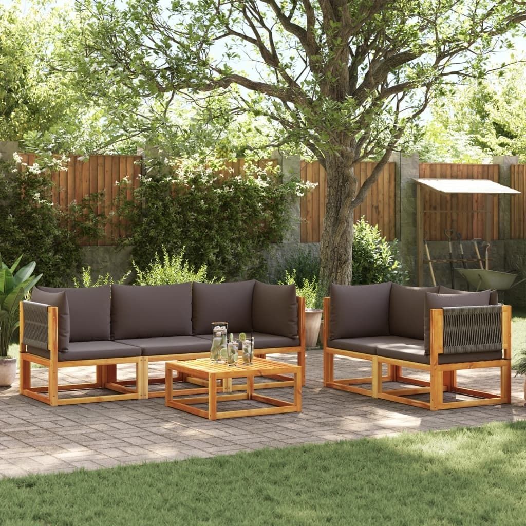ZMH 6-tlg. Garten-Sofagarnitur mit Kissen Massivholz Akazie