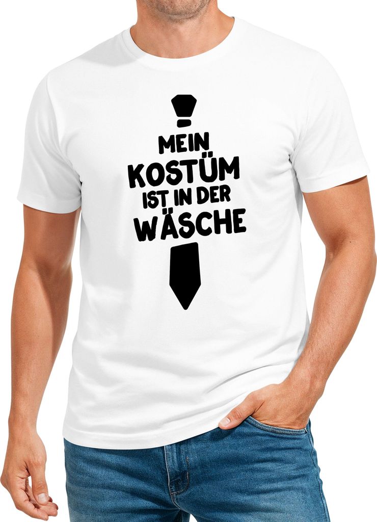 Herren T-Shirt Mein Kostüm ist in der Wäsche Fasching Karneval Last Minute Kostüm Verkleidung Faschingsshirt Fun-Shirt Moonworks