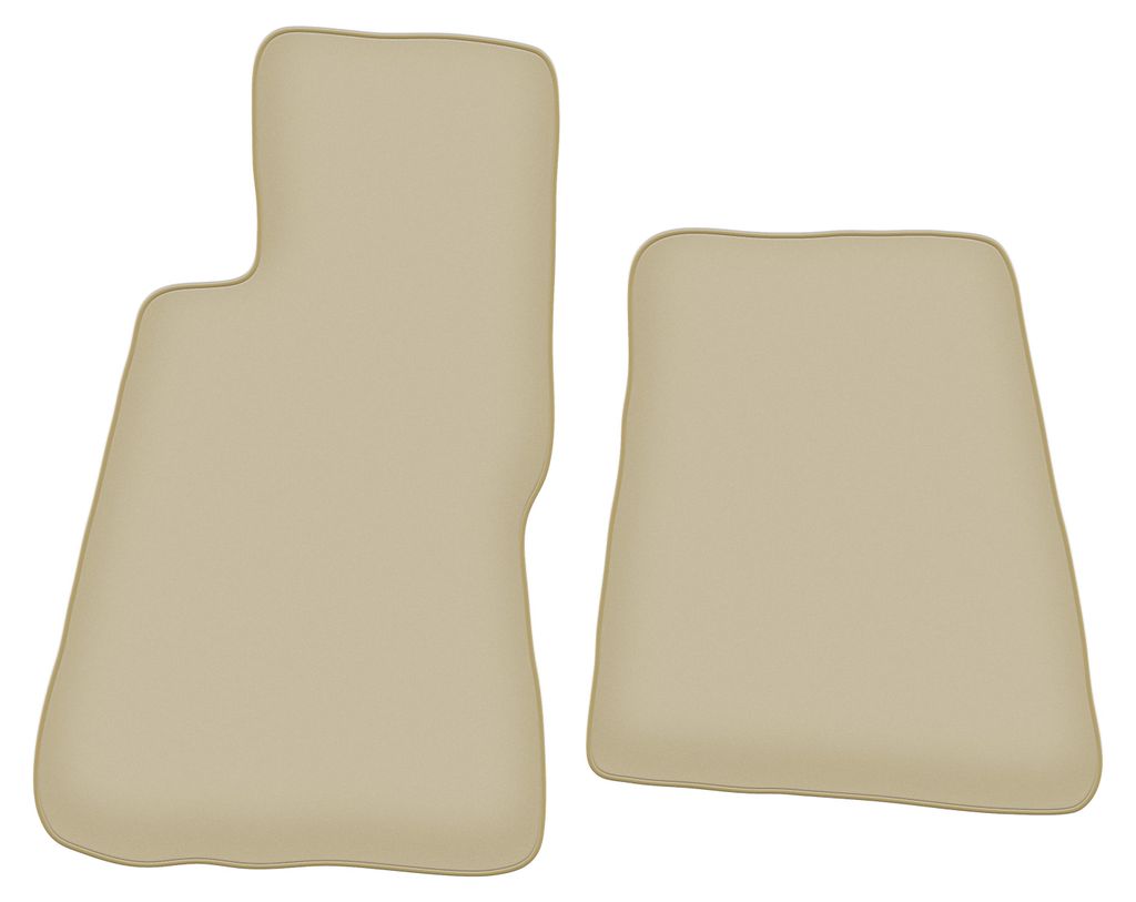 Velours-Fußmatten Vorne PREMIUM beige passend für Smart Roadster (2002-2005, Roadster) – mit Befestigungen – passgenau