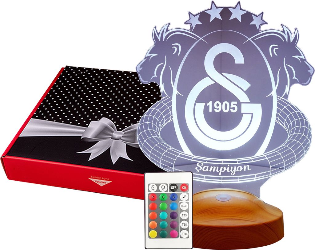 Geschenkelampe 3D LED Nachttischlampe Galatasaray Fanartikel Geburtstagsgeschenk für GS Fans
