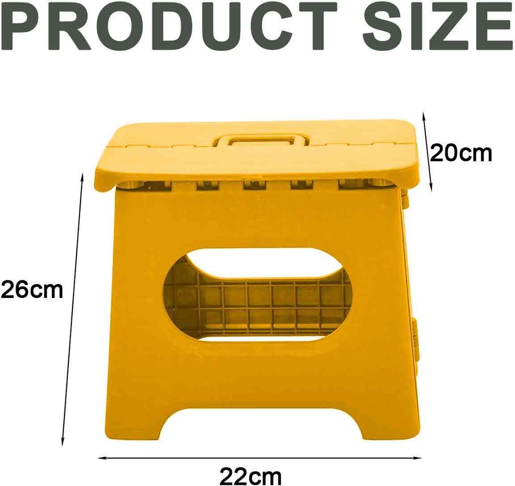 Klappbarer Tritthocker – 22,9 Cm Hoch, Orange | Max. 113 Kg, Rutschfest, Platzsparend | Für Küche, Garten, Haushalt