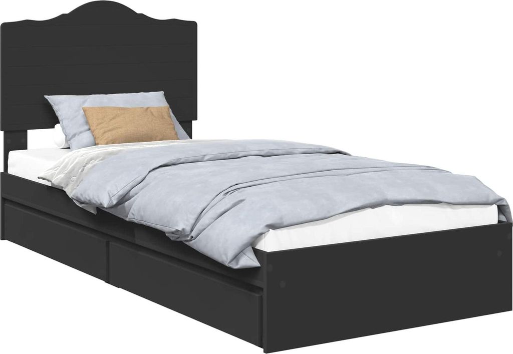 vidaXL Aufbewahrungsbett Schwarz 75 x 190 cm Holzwerkstoff