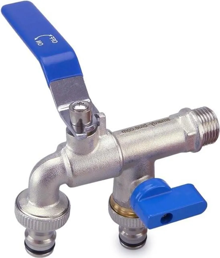 Doppio Rubinetto da Giardino, rubinetto esterno in lega di zinco, rubinetto con doppia uscita 3/4 e entrata 1/2, Verde | Leroy Merlin
