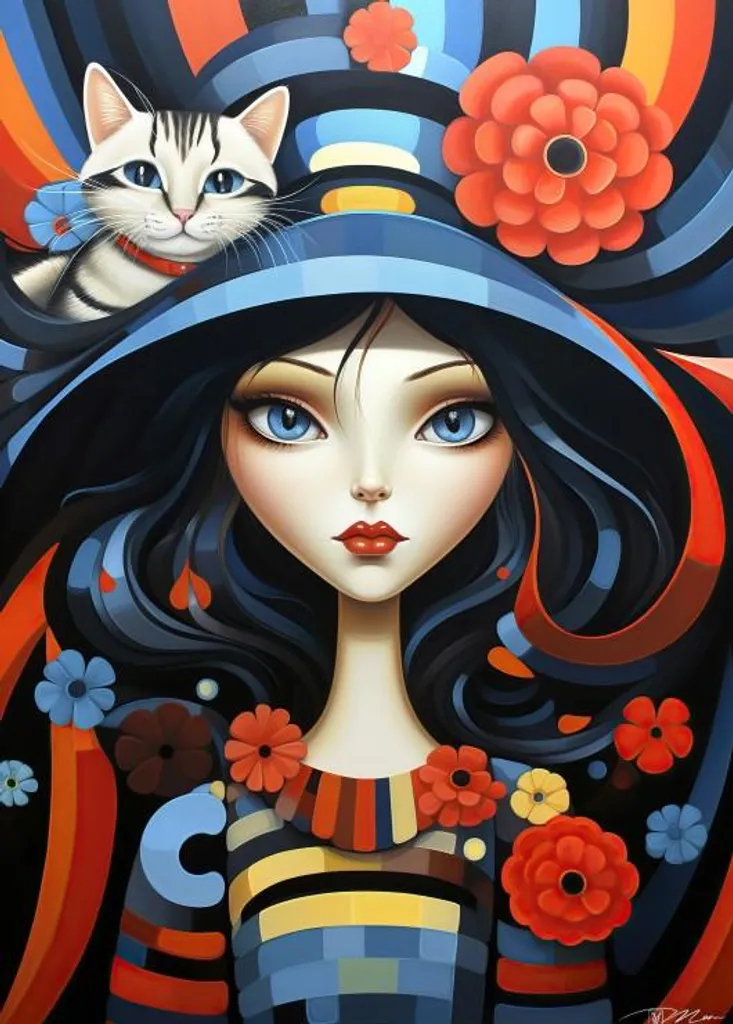 Casse-tête Oiseau bleu et Portrait de femmes - Puzzle de 300 pièces